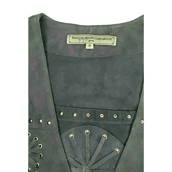What Goes Around Comes Around Blue Suede Genuine Leather Vest Size Medium WGACA - Picture 3 of 6
